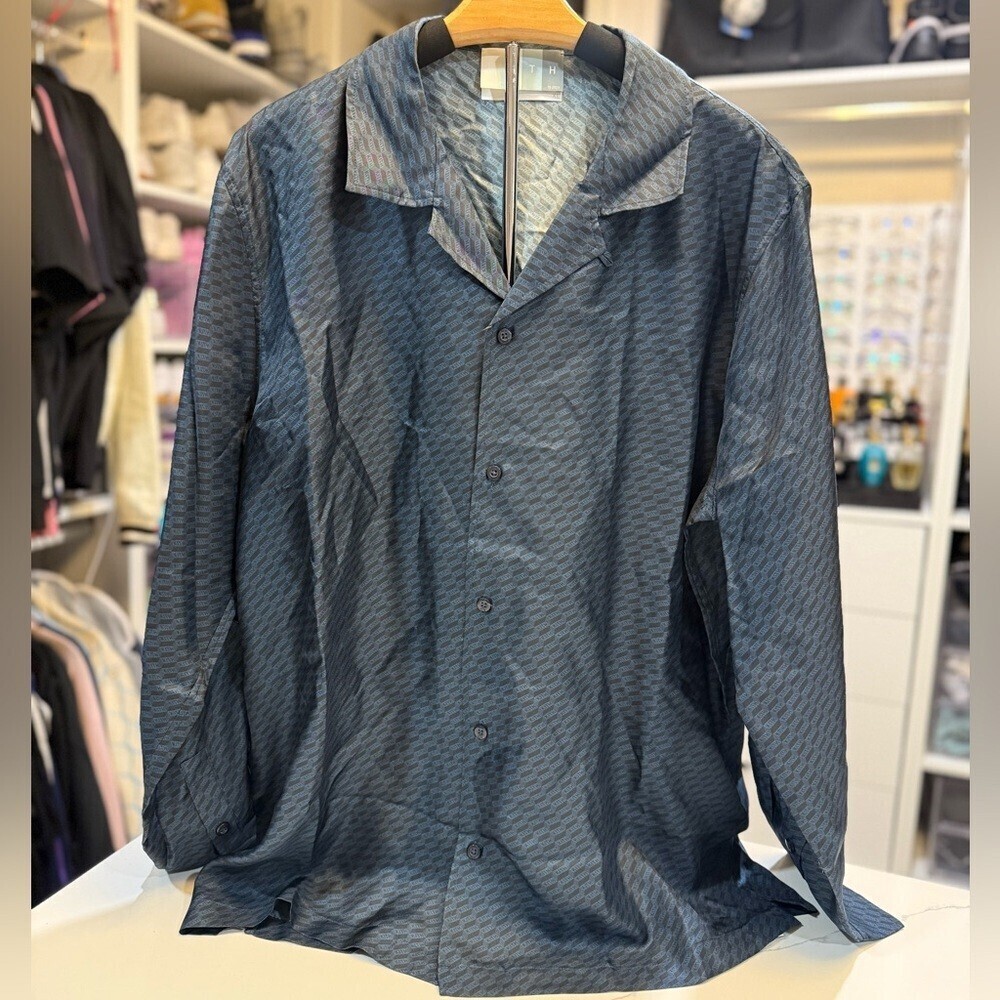 Kith Monogram Silk Men's Blue Button-Up shirt Size XL NEW